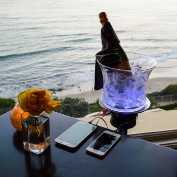 Set of 5 Resort Chargers, Ice Buckets and Table Stands