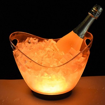 Case of 5 White LED Boat Shape Glow Ice Buckets (4L - Rechargeable)