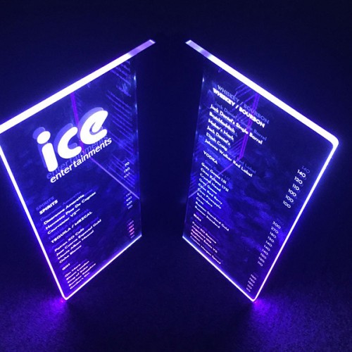 Customised Printed VIP LED Menu