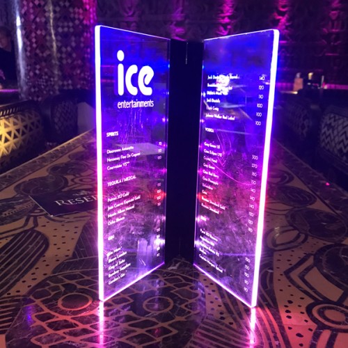 Customised Printed VIP LED Menu